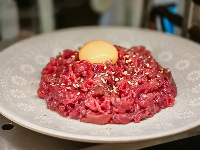 Buchon Yukhoe, Korean food, yukhoe, Korean steak tartare