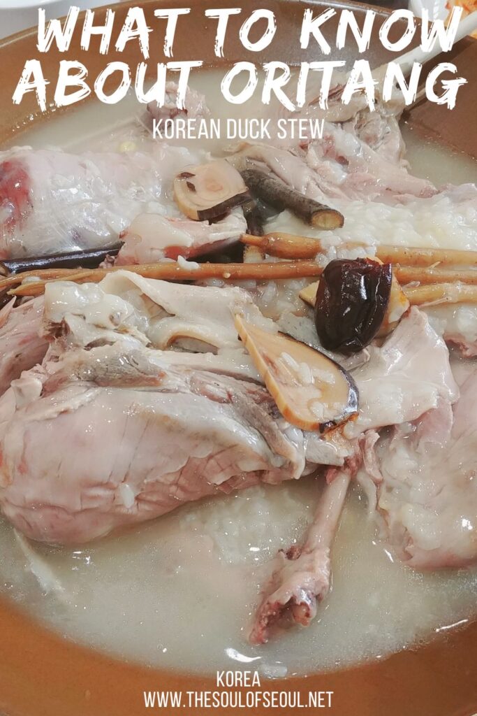 Korean Food: What to Know About Oritang: Oritang is a clear Korean soup made by slowly simmering duck with other vegetables, chili pepper may be added to make it spicier in some regions. What to eat when you visit Korea.