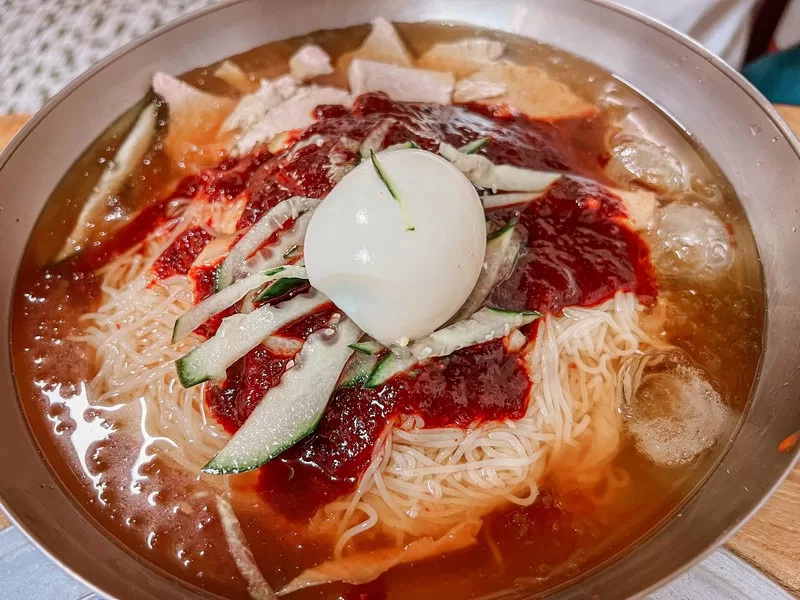 Korean food; Milmyeon (밀면); Korean cold noodle soup