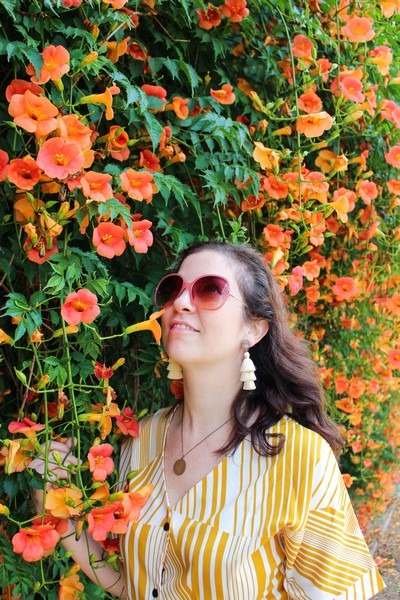 Ttukseom Han River Park, Seoul, Korea: Trumpet Vine Flowers & Hallie Bradley