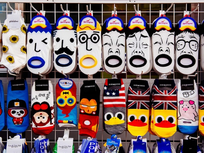 Hongdae, Seoul, Korea: quirky Korean socks