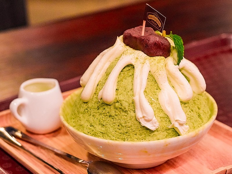 Green tea bingsu, Korean shaved ice