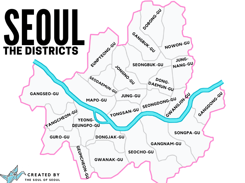 Seoul district map, Korea