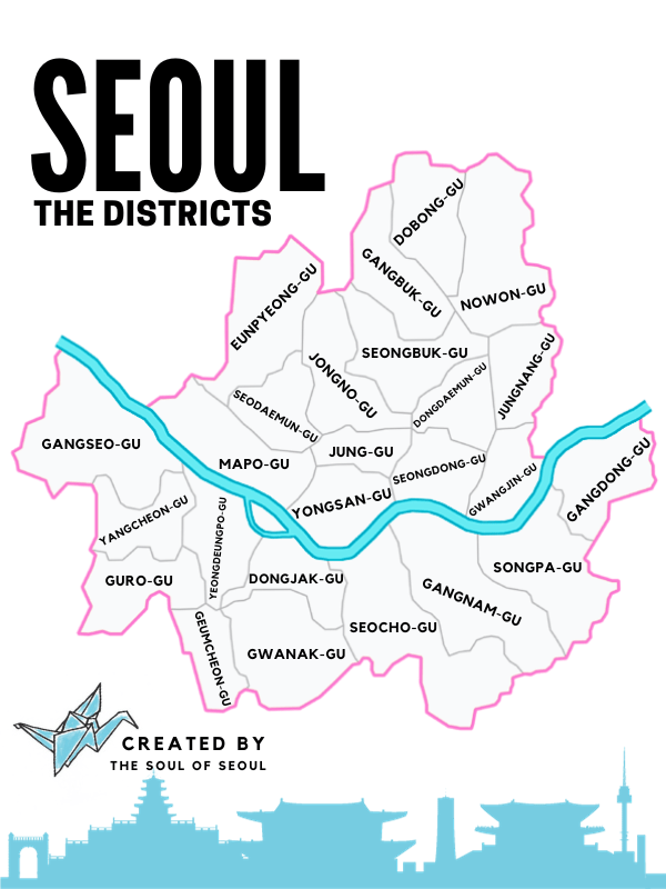 Seoul district map, Korea