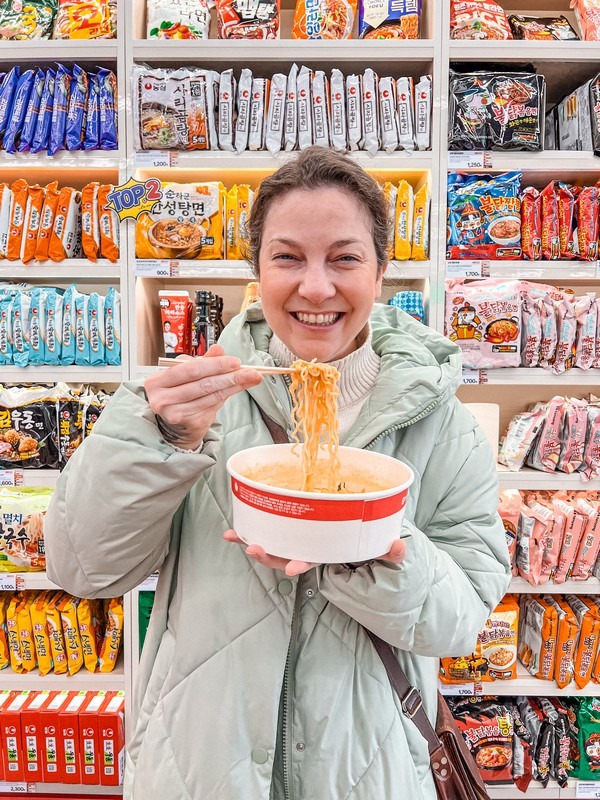 CU Hongdae Ramyun Library, Hongdae, Seoul, Korea; Korean ramyeon