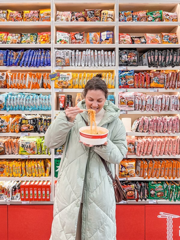 CU Hongdae Ramyun Library, Hongdae, Seoul, Korea; Korean ramyeon