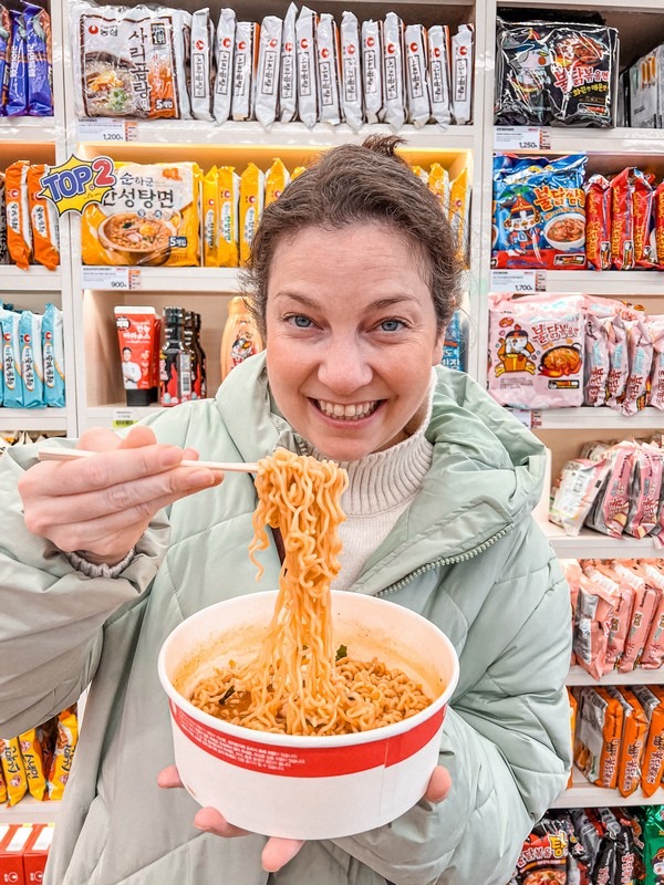 CU Hongdae Ramyun Library, Hongdae, Seoul, Korea; Korean ramyeon