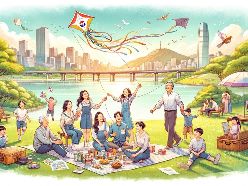 Han River watercolor, Family Month, Seoul, Korea