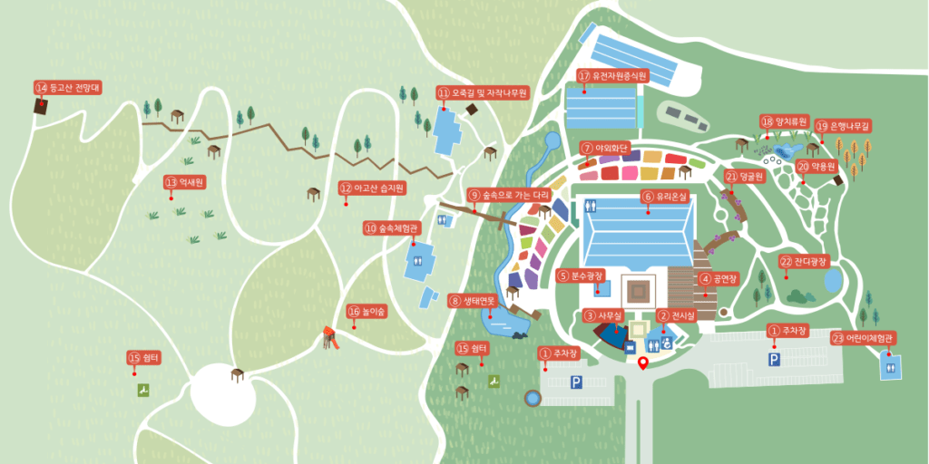 Hwaseong Botanical Garden Greenhouse (화성시 우리꽃 식물원), Hwaseong, Gyeonggi-do, Korea; map