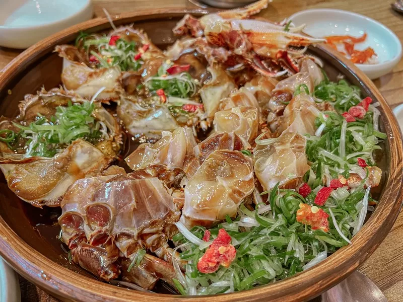 ganjang gejang (간장계장), or soy sauce marinated raw crab, Korean food