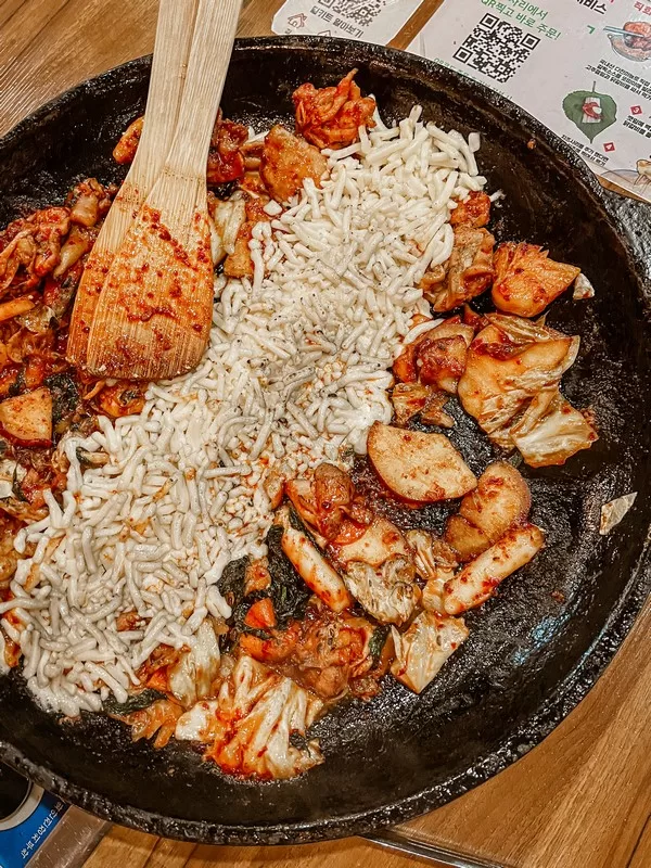 Dakgalbi (닭갈비), spicy stir fry chicken, Chuncheon, Korea; Korean food