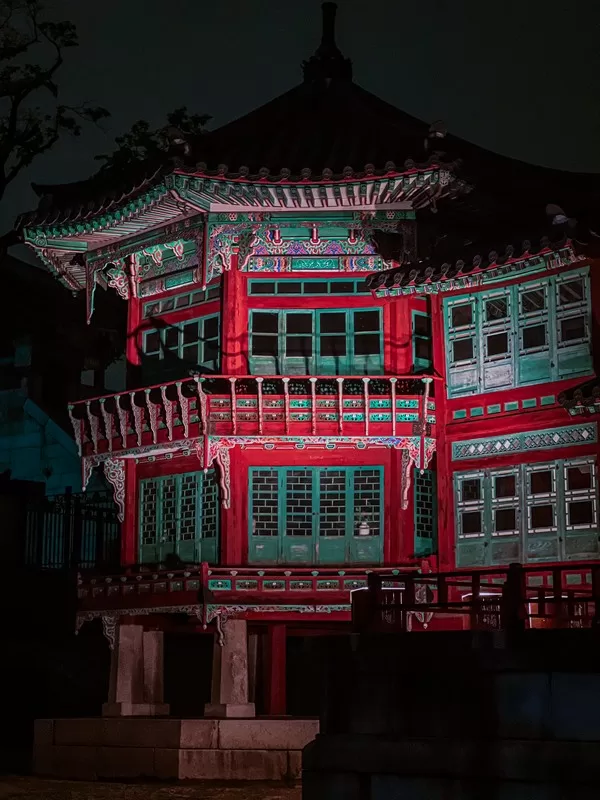 Gyeongbokgung Palace Seoul, Korea; night in Seoul, moonlight tour