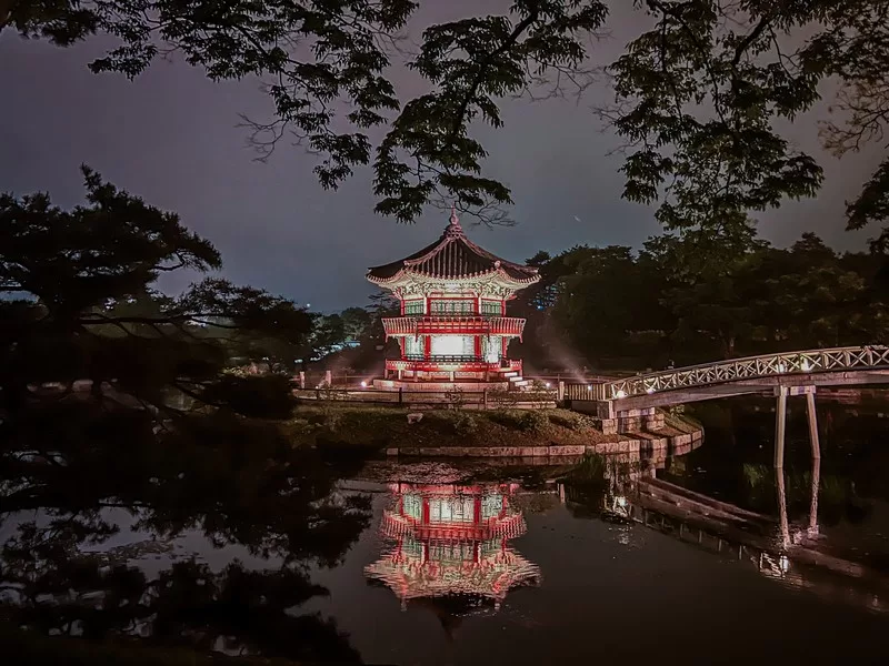 Gyeongbokgung Palace Seoul, Korea; night in Seoul, moonlight tour