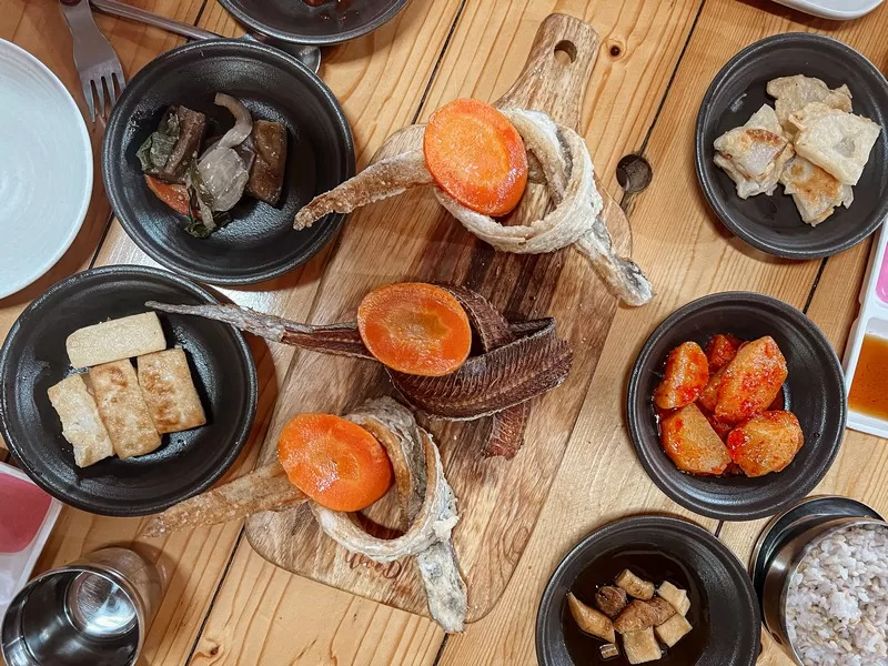 Cutlassfish (Galchi (갈치)), Samshin Halmang's Table (삼신할망밥상), Pyoseon-myeon, Seogwipo-si, Jeju-do, Korea; Korean food, Jeju food