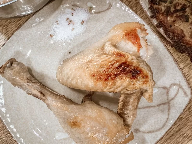 Daedonggang Chogyetang (대동강초계탕), Pyoseon-myeon, Seogwipo-si, Jeju, Korea; North Korean food; chicken wing and chicken leg (닭날개)