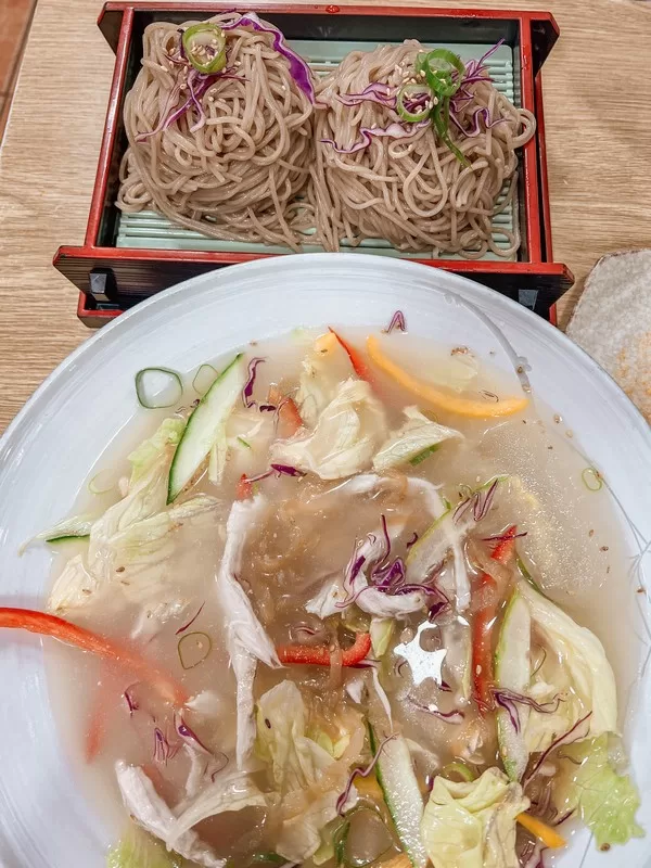 Daedonggang Chogyetang (대동강초계탕), Pyoseon-myeon, Seogwipo-si, Jeju, Korea; North Korean food; chogyetang (초계탕막국수)
