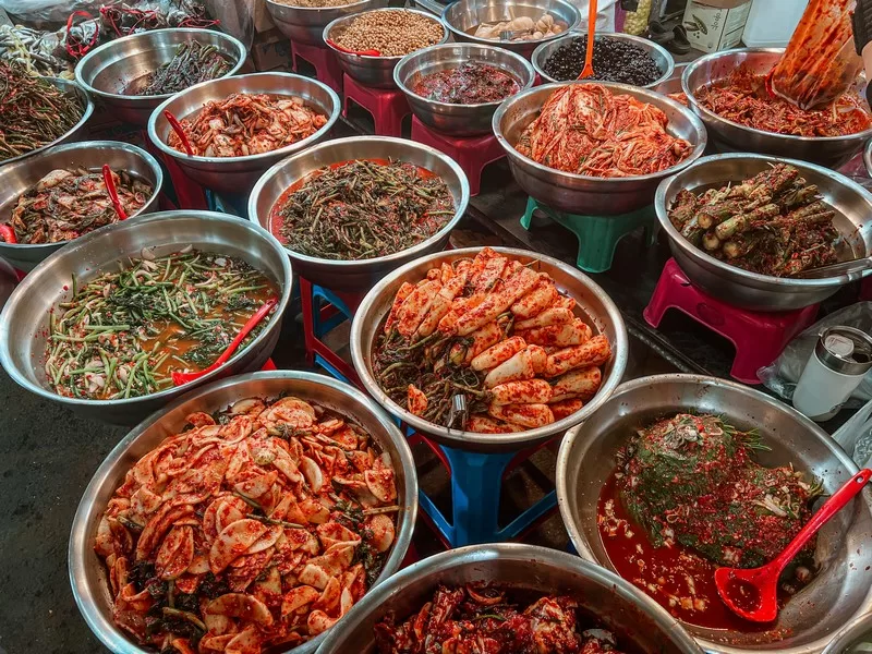 5-day market, Seogwipo-si, Jeju-do, Korea: kimchi, Korean food