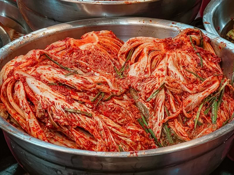 5-day market, Seogwipo-si, Jeju-do, Korea: kimchi, Korean food