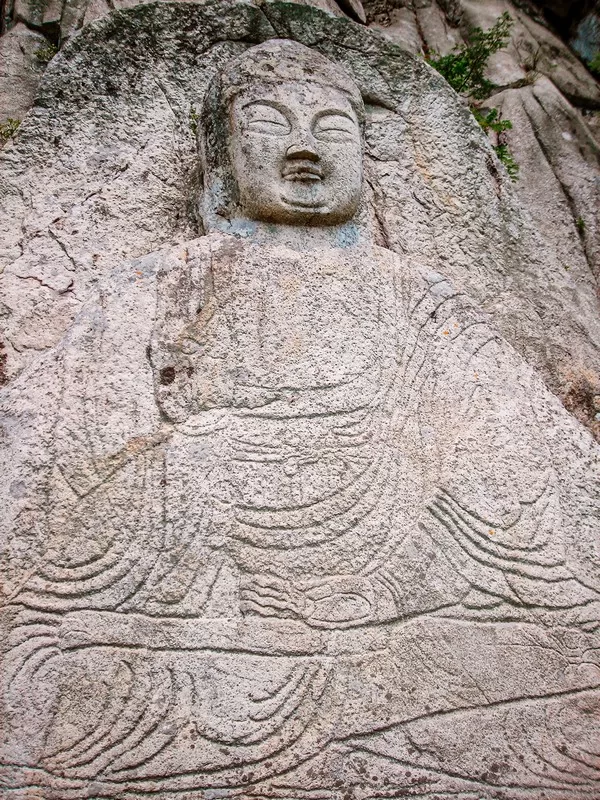 Namsan Mountain, Gyeongju, Korea; Korean Buddhist statue