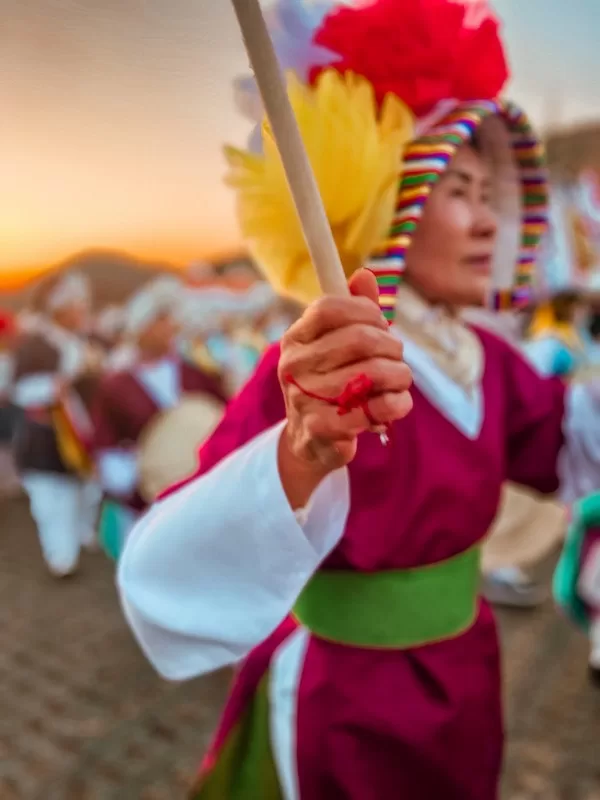 Jeju Fire Festival, Jeju-do, Korea; Pungmul folk dance
