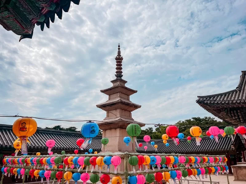 Bulguksa Temple (불국사) , Gyeongju, Korea; Dabotap pagoda; Seokgatap pagoda