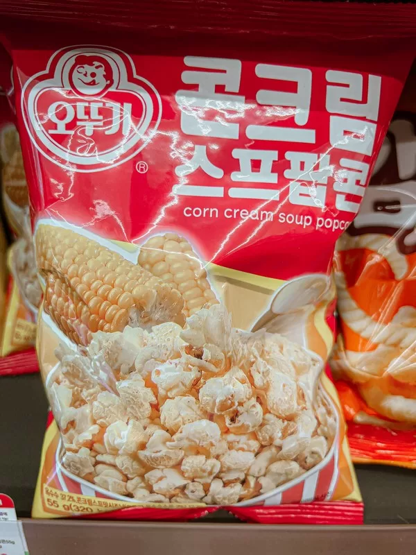 Korean convenience store, Korean snacks, sweet corn snacks